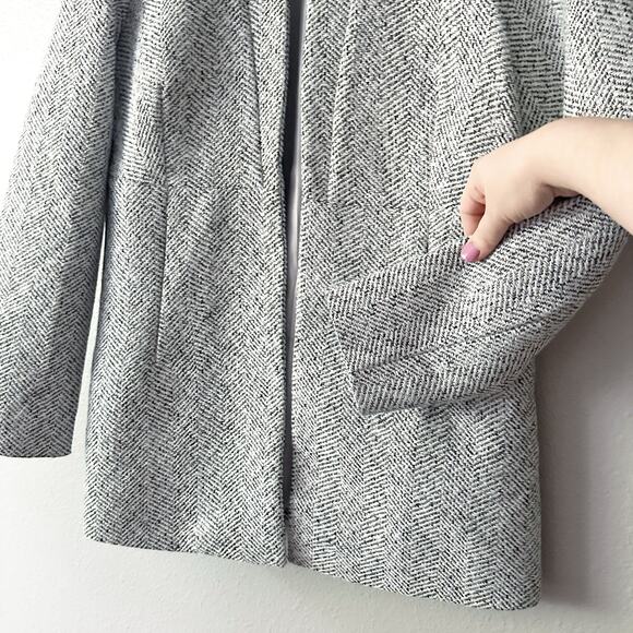 VICI Tayshia Pocketed Pale Gray Herringbone Open Front Jacket Women’s Size Small - Picture 4 of 14